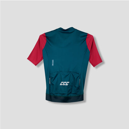 Jersey de Ciclismo Topstone Race Verde-Rojo vista trasera – TopStone Costa Rica