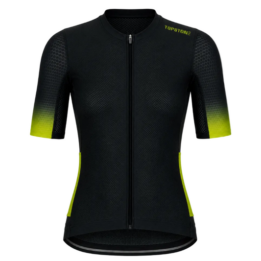 Jersey de Ciclismo Topstone Pro Amarillo Neon Mujer frente – TopStone Costa Rica