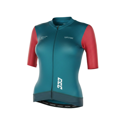 Jersey de Ciclismo Topstone Race Verde-Rojo mujer detalle – TopStone Costa Rica