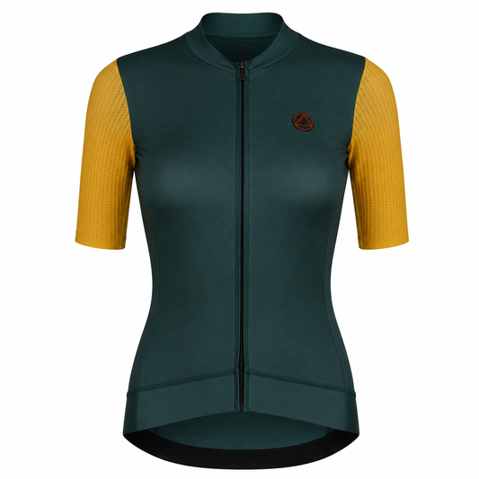 Jersey de Ciclismo Topstone Race Green Forest Yellow Mujer frente – TopStone Costa Rica