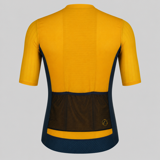 Jersey de Ciclismo Topstone Midnight Gold Hombre vista trasera – TopStone Costa Rica