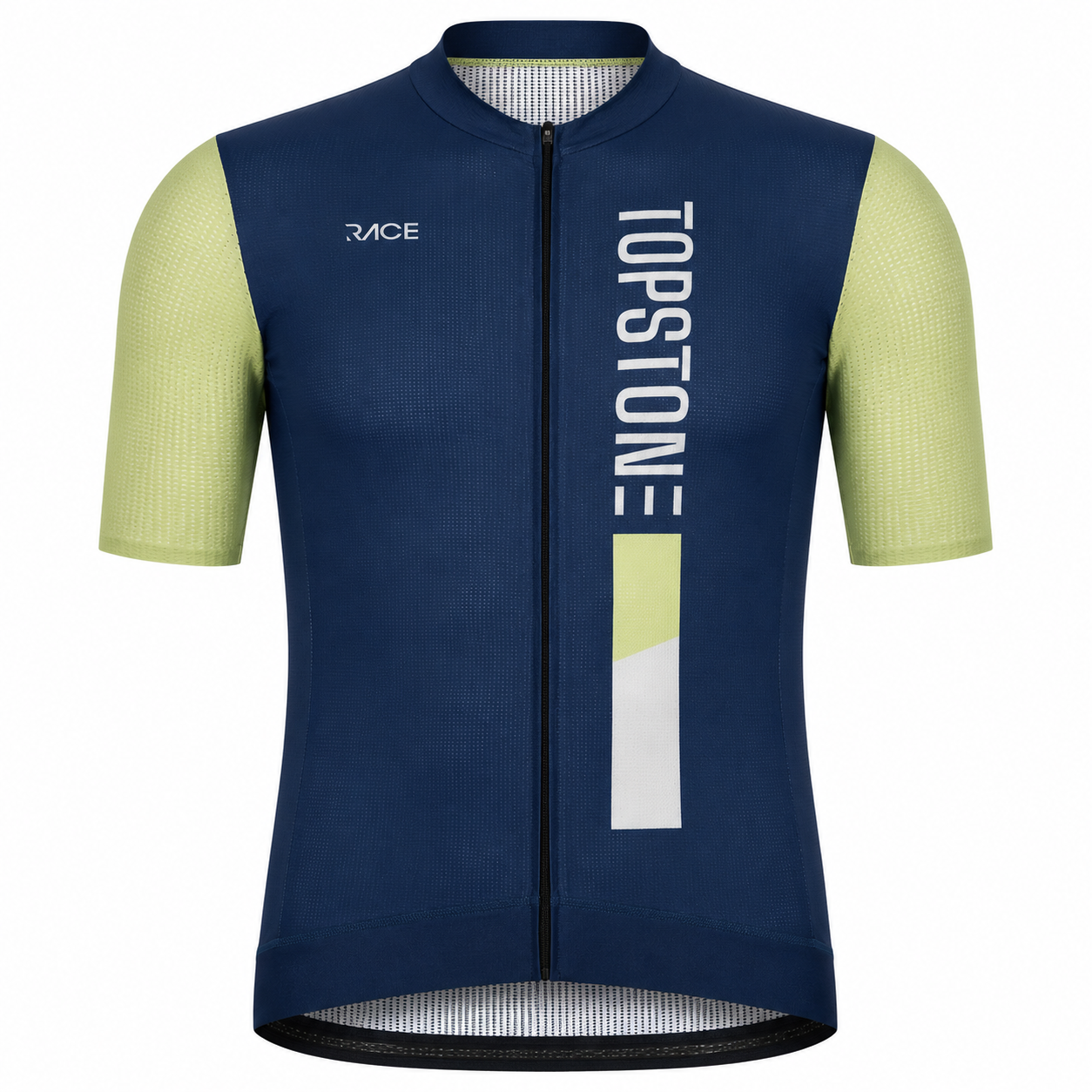 Jersey de Ciclismo Topstone Race Lime-Blue Hombre frente – TopStone Costa Rica