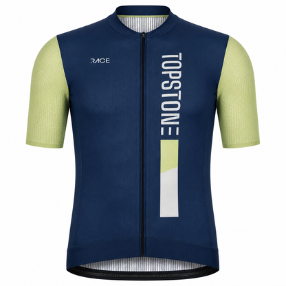 Jersey de Ciclismo Topstone Race Lime-Blue Hombre frente – TopStone Costa Rica