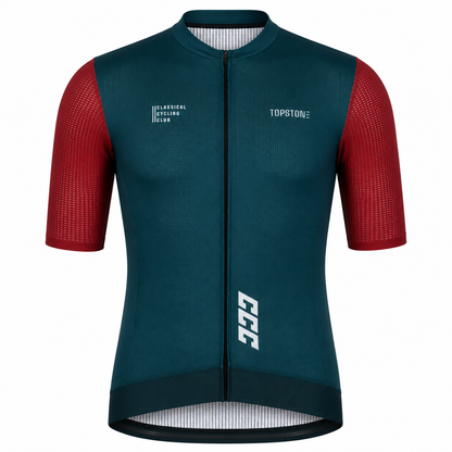 Jersey de Ciclismo Topstone Race Verde-Rojo Hombre frente – TopStone Costa Rica