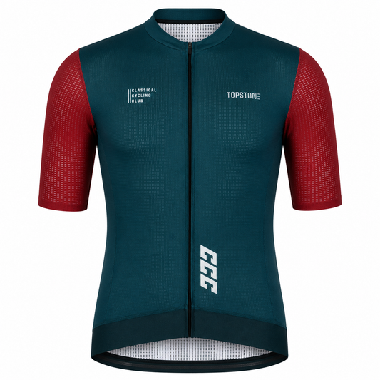 Jersey de Ciclismo Topstone Race Verde-Rojo Hombre frente – TopStone Costa Rica