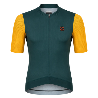 Jersey de Ciclismo Topstone Race Green Forest Yellow Hombre frente – TopStone Costa Rica