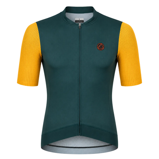 Jersey de Ciclismo Topstone Race Green Forest Yellow Hombre frente – TopStone Costa Rica